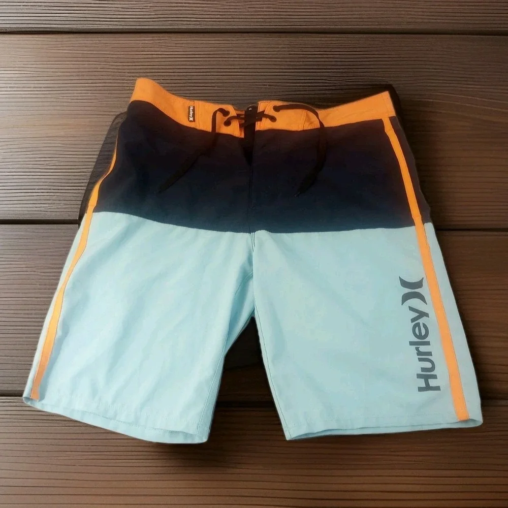 Hurley Phantom Board Shorts Size 28 Waist 30 Blue Orange 9